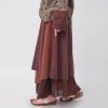 tylish Summer Linen Patchwork Skirt for Women Retro A-Line Casual Outfits Layered Long Skirt