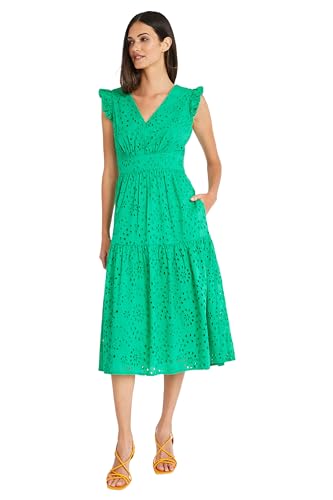 Women's Sleeveless V-Neck with Ruffle Shoulder Detail and Tiered Skirt