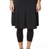 - Ballet Flare Snoga 22in Modest Athletic Flowy Midi Skirt w/Capri Leggings for Women, Black