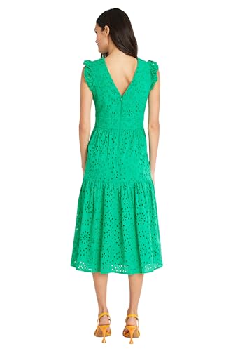 Women's Sleeveless V-Neck with Ruffle Shoulder Detail and Tiered Skirt