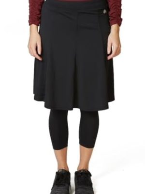 - Ballet Flare Snoga 22in Modest Athletic Flowy Midi Skirt w/Capri Leggings for Women, Black