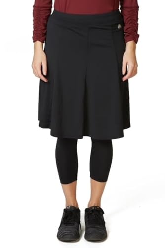 - Ballet Flare Snoga 22in Modest Athletic Flowy Midi Skirt w/Capri Leggings for Women, Black
