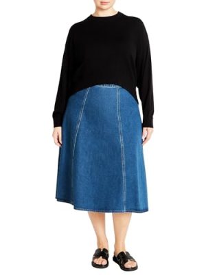 Women's Plus Size Skirt Denim Hi Lo