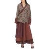 tylish Summer Linen Patchwork Skirt for Women Retro A-Line Casual Outfits Layered Long Skirt