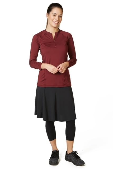 - Ballet Flare Snoga 22in Modest Athletic Flowy Midi Skirt w/Capri Leggings for Women, Black