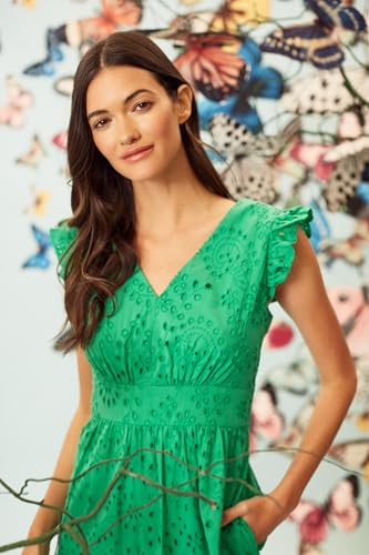 Women's Sleeveless V-Neck with Ruffle Shoulder Detail and Tiered Skirt