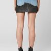 Womens Vegan Leather and Denim Mini Skirt