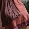 Women's Casual Elastic Waist Linen Patchwork A-Line Frayed Raw Hem Hippie Long Irregular Linen Skirt