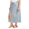 Women's Plus Size Front-Slit Midi Jean Skirt