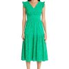 Women's Sleeveless V-Neck with Ruffle Shoulder Detail and Tiered Skirt