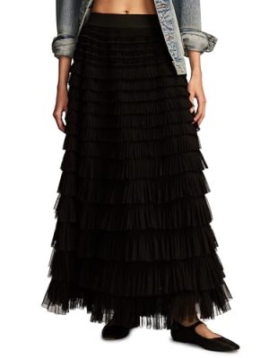 Women's Tulle Ruffle Maxi Skirt