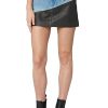 Womens Vegan Leather and Denim Mini Skirt