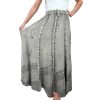 Women's 2025 Spring Elastic Waistband Flare Hem Boho Skirt - Long Renaissance Embroidered Maxi Skirt