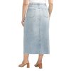 Women's Plus Size Front-Slit Midi Jean Skirt