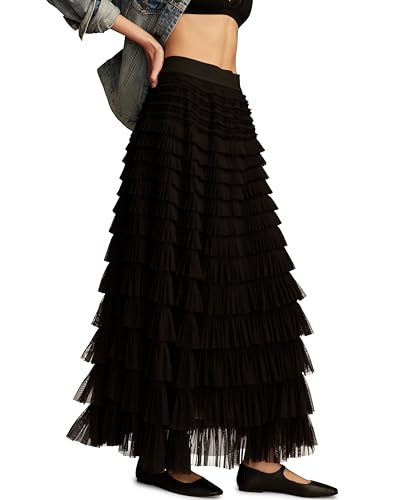 Women's Tulle Ruffle Maxi Skirt