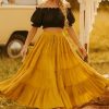 Women's 25 Yard Cotton Gypsy Belly Dance 4-Tiered A-Line Pleated Maxi Long Boho Dance Tribal Skirt