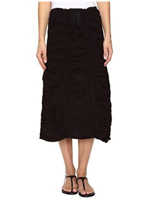 Stretch Poplin Double Shirred Panel Skirt