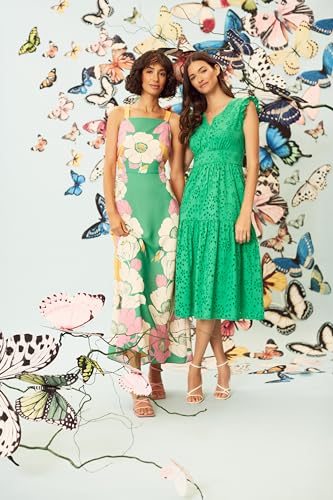 Women's Sleeveless V-Neck with Ruffle Shoulder Detail and Tiered Skirt