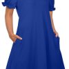 Women's Casual Dresses Short Sleeve V-Neck Dress with Pockets