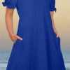 Women's Casual Dresses Short Sleeve V-Neck Dress with Pockets