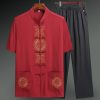 Cotton and linen clothes, Tang suit, Chinese summer dress, men's national style short-sleeved