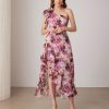 Womens Summer One Shoulder Sleeveless Dresses Floral Flowy Ruffle High Low Wedding Guest Maxi Sundresses