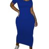 Women's Casual Bodycon Maxi Dress Summer Scoop Neck Short Sleeve Long Fitted Dresses Club Party