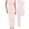Formal Office Dresses for Women - Long Dress - Ruched Bodycon Maxi Dress Backless