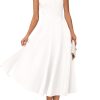 Women's 2025 Summer Sleeveless Midi Dress Square Neck Smocked Flowy A Line Beach Dresses