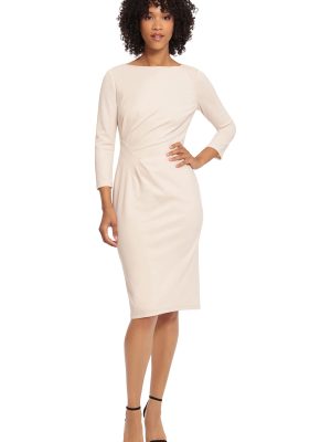 Women's Plus Size Scuba Crepe Pleat Tuck Waist Dress