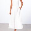 Women's 2025 Summer Sleeveless Midi Dress Square Neck Smocked Flowy A Line Beach Dresses