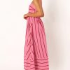 Women's Striped Back Smocked Maxi Dress Sexy Spaghetti Strap Cut Out Flowy Swing Long Dress
