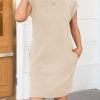 Womens Summer T Shirt Dress Casual Cap Sleeve Crewneck Loose Shift Mini Dresses