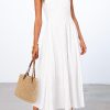 Women's 2025 Summer Sleeveless Midi Dress Square Neck Smocked Flowy A Line Beach Dresses