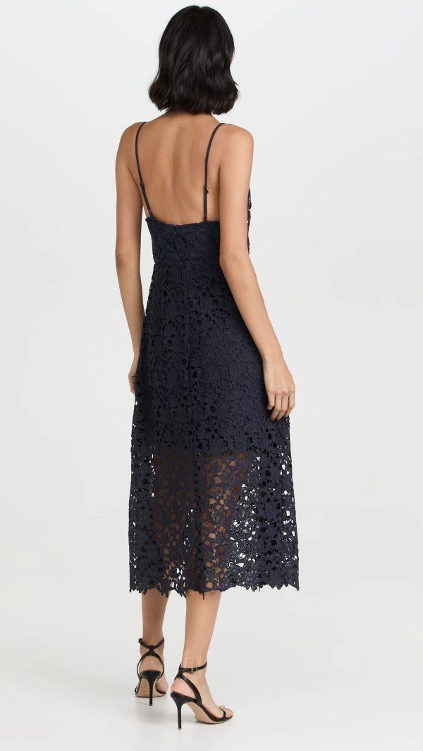 Women's Sleeveless Lace Fit & Flare Midi Dress