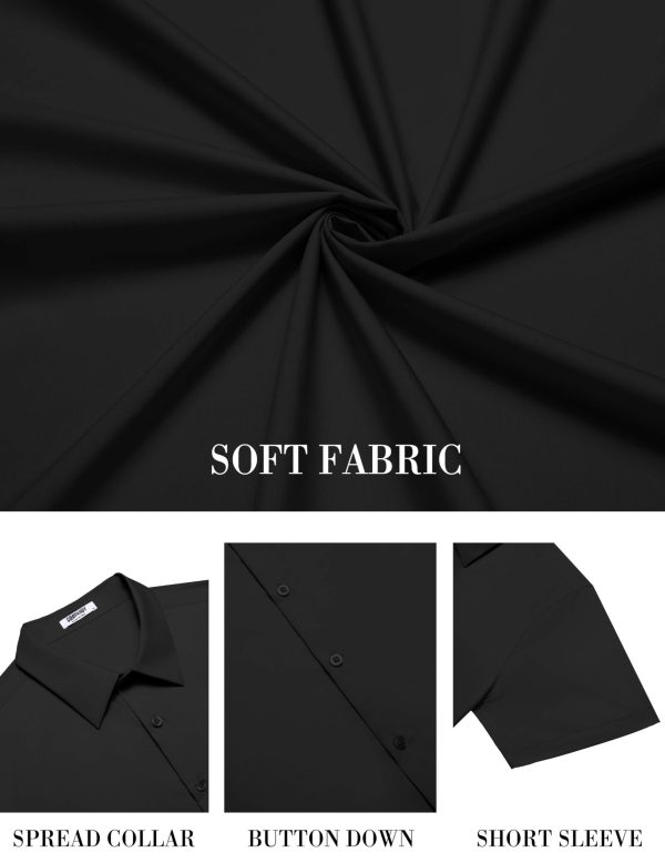 Mens Short Sleeve Dress Shirts Wrinkle Free Casual Button Down Shirts Summer Untucked Dress Shirt
