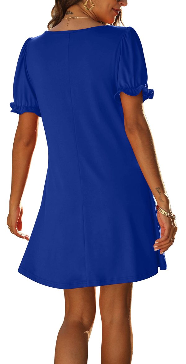 Women's Casual Dresses Short Sleeve V-Neck Dress with Pockets