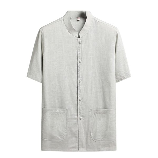 Summer ice Silk Summer Dress Tang Suit Short-Sleeved Suit Men's Silk Linen Summer Thin Style