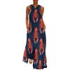 Red Lobster Printed Womens Sleeveless Maxi Dress Casual Sundress Beach Dress