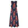 Red Lobster Printed Womens Sleeveless Maxi Dress Casual Sundress Beach Dress