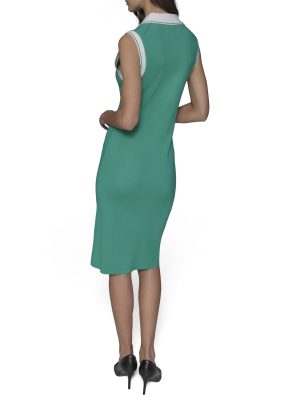 Women's Collared Sleeveless V Neck Sweater Dress