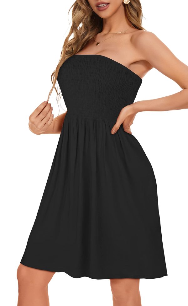 Summer Dress for Women Beach Boho Strapless Cover Ups Off Shoulder Floral Sundresses