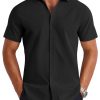 Mens Button Down Shirts Short Sleeve Casual Shirt Summer Untucked Dress Shirts