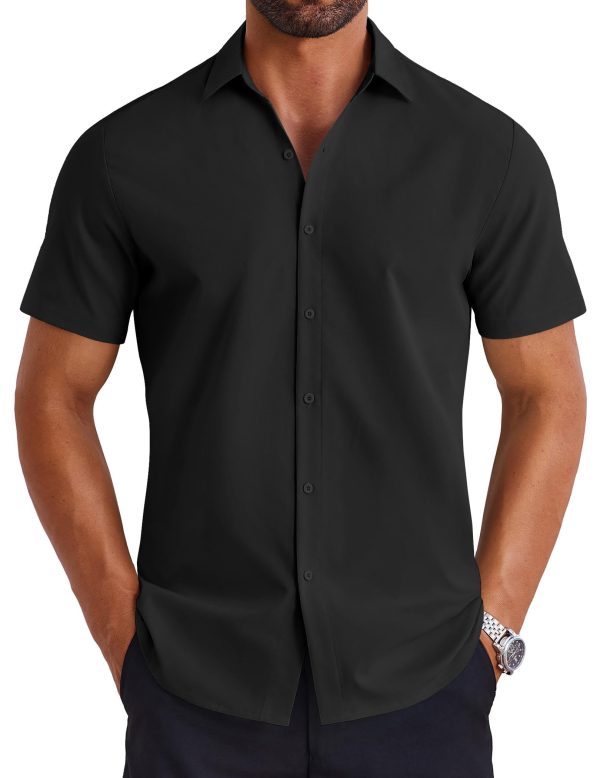 Mens Button Down Shirts Short Sleeve Casual Shirt Summer Untucked Dress Shirts