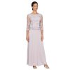 61QsMBZHyKL.jpg Women's 3/4 Sleeve Stretch Lace Bodice Mock One Piece Gown