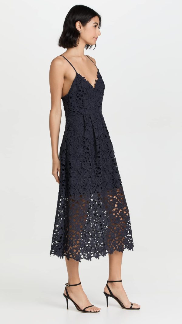 Women's Sleeveless Lace Fit & Flare Midi Dress