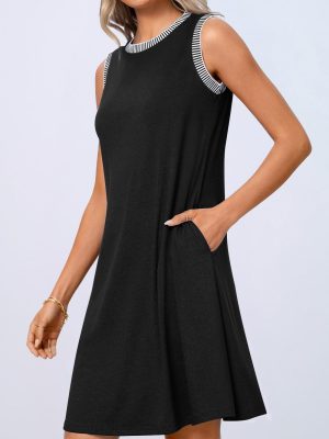 Women's 2025 Summer Casual Sundress Beach Vacation Sleeveless Tank Crewneck Coverup Mini Dresses