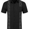 Mens Cuban Guayabera Shirt Short Sleeve Linen Button Down Shirts Casual Summer Beach Tops