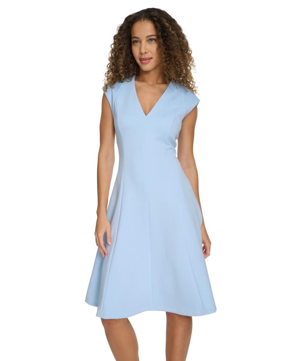 Women's Fit and Flare Cap Sleeve Dress