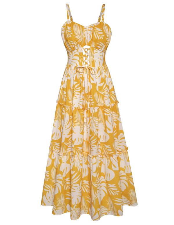 Women's Summer Floral Dress 2025 Spaghetti Strap Smocked Tiered Casual Boho Maxi Long Sundress with Pockets